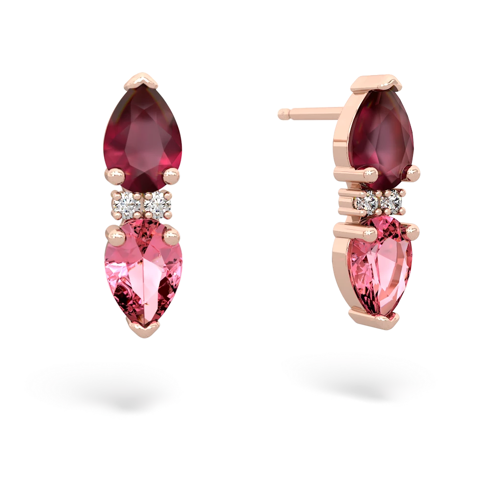 Ruby Bowtie Drop 14K Rose Gold earrings E0865