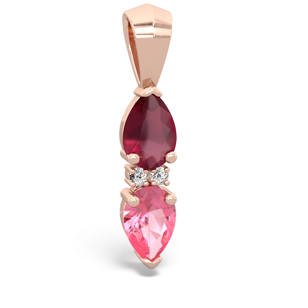 Ruby Bowtie Drop 14K Rose Gold pendant P0865