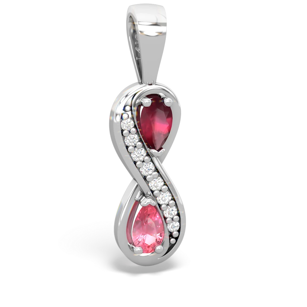 Ruby Diamond Infinity 14K White Gold pendant P5390