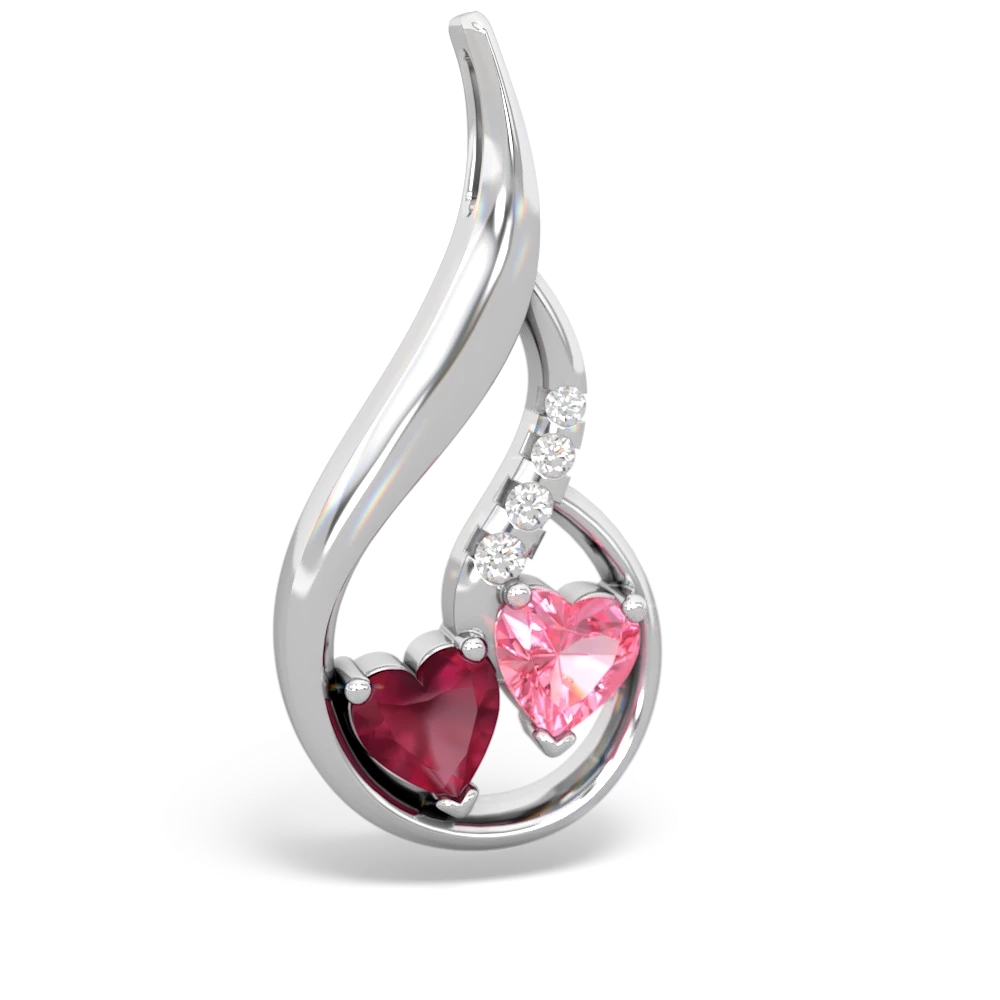 Ruby Keepsake Curves 14K White Gold pendant P5450