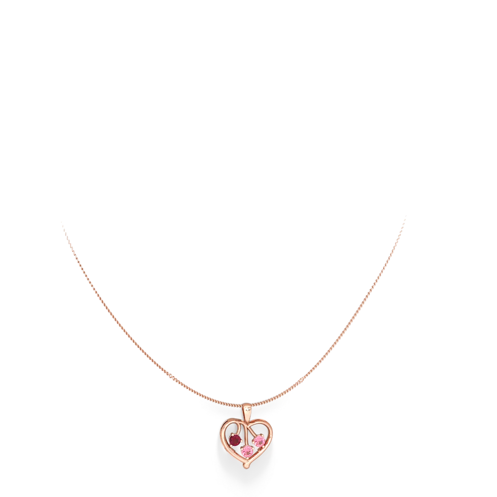 Ruby Glowing Heart 14K Rose Gold pendant P2233