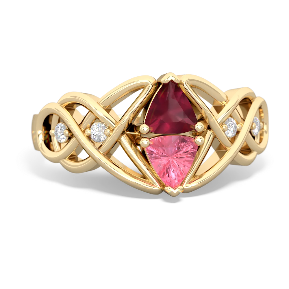 Ruby Keepsake Celtic Knot 14K Yellow Gold ring R5300