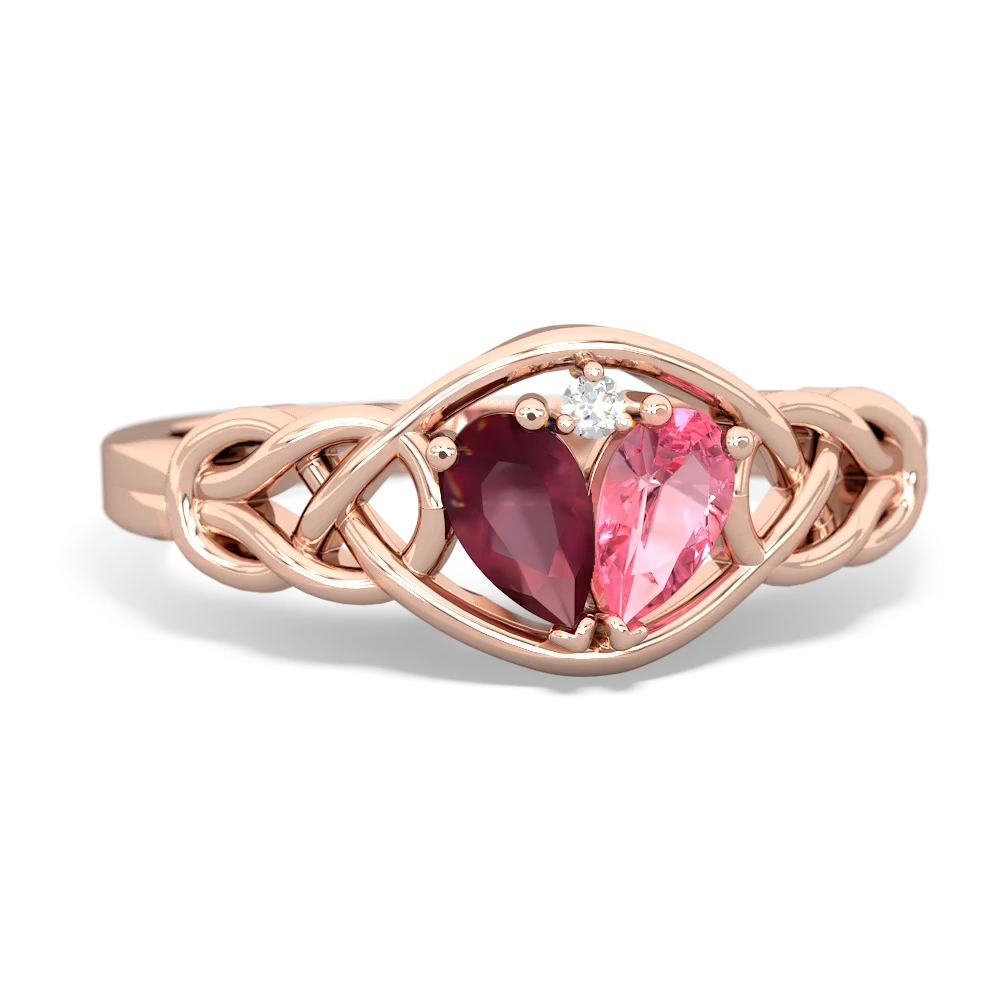 Ruby Celtic Love Knot 14K Rose Gold ring R5420