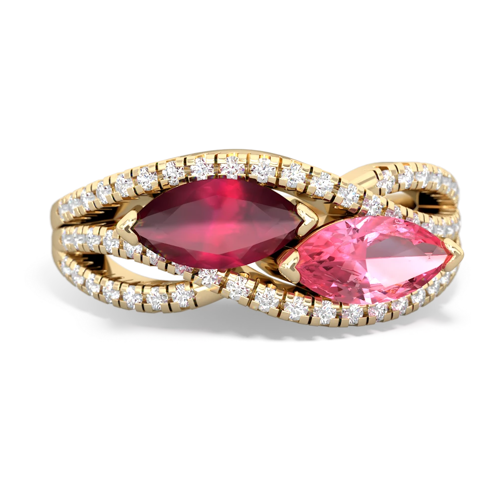 Ruby Diamond Rivers 14K Yellow Gold ring R3070