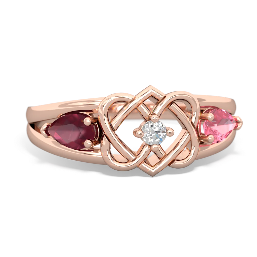 Ruby Hearts Intertwined 14K Rose Gold ring R5880