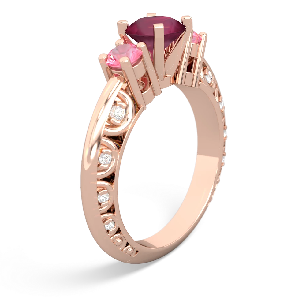 Ruby Art Deco Eternal Embrace Engagement 14K Rose Gold ring C2003