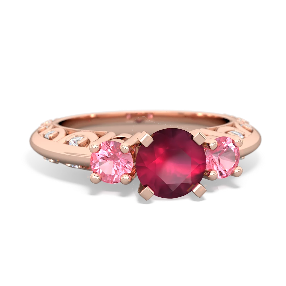 Ruby Art Deco Eternal Embrace Engagement 14K Rose Gold ring C2003