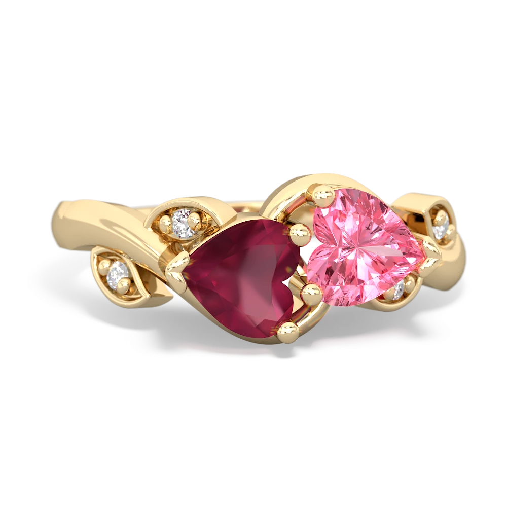 Ruby Floral Elegance 14K Yellow Gold ring R5790