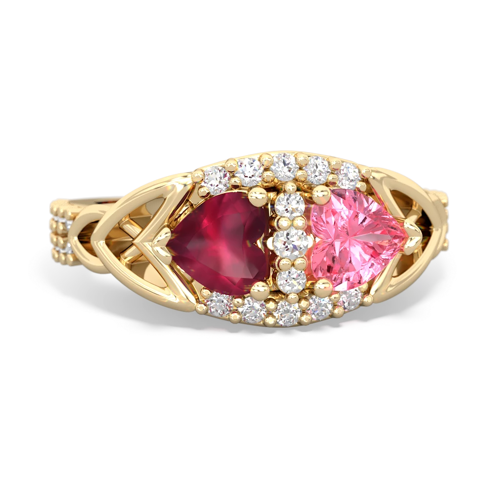 Ruby Sparkling Celtic Knot 14K Yellow Gold ring R2645