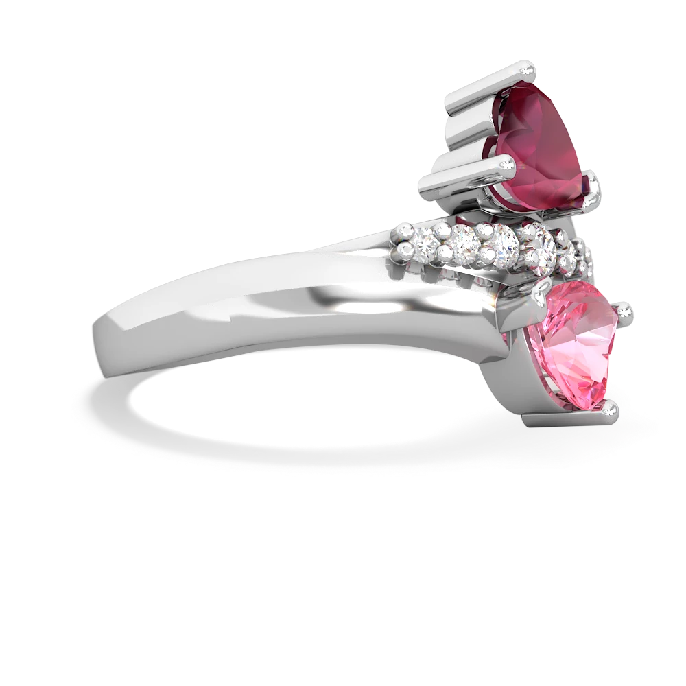 Ruby Heart To Heart 14K White Gold ring R2064