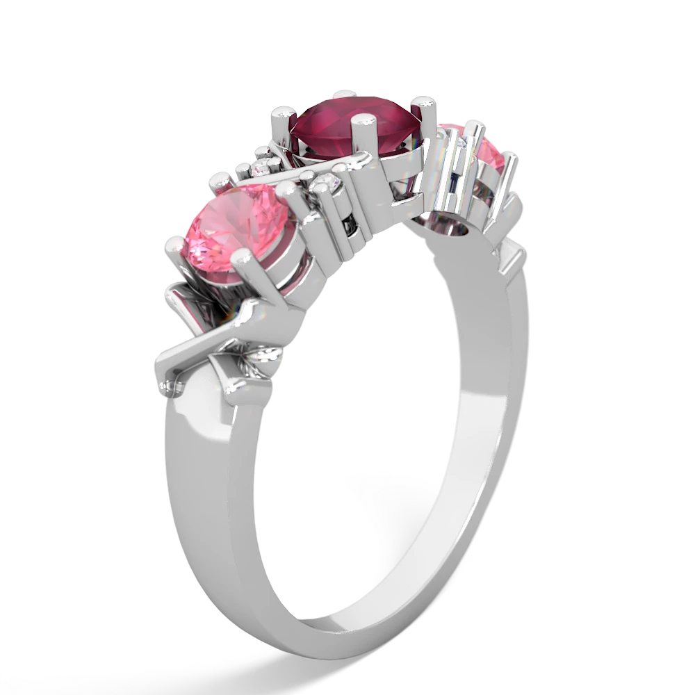 Ruby Hugs And Kisses 14K White Gold ring R5016