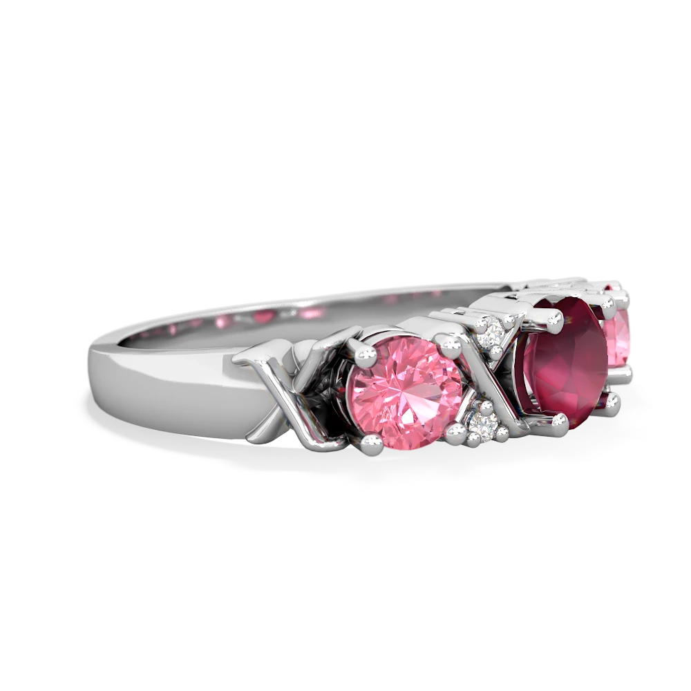 Ruby Hugs And Kisses 14K White Gold ring R5016