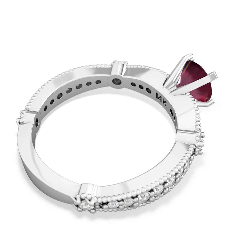 Ruby Sparkling Tiara 6Mm Round 14K White Gold ring R26296RD