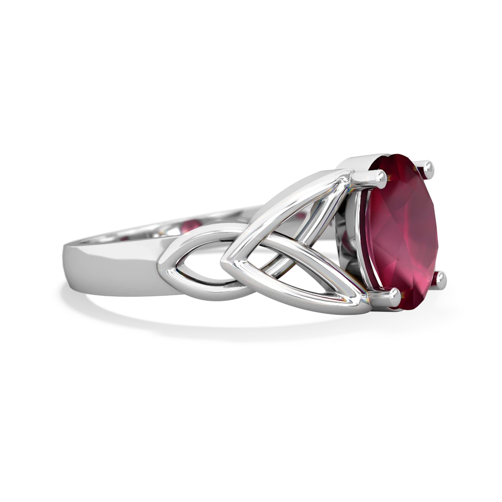 Ruby Celtic Trinity Knot 14K White Gold ring R2389