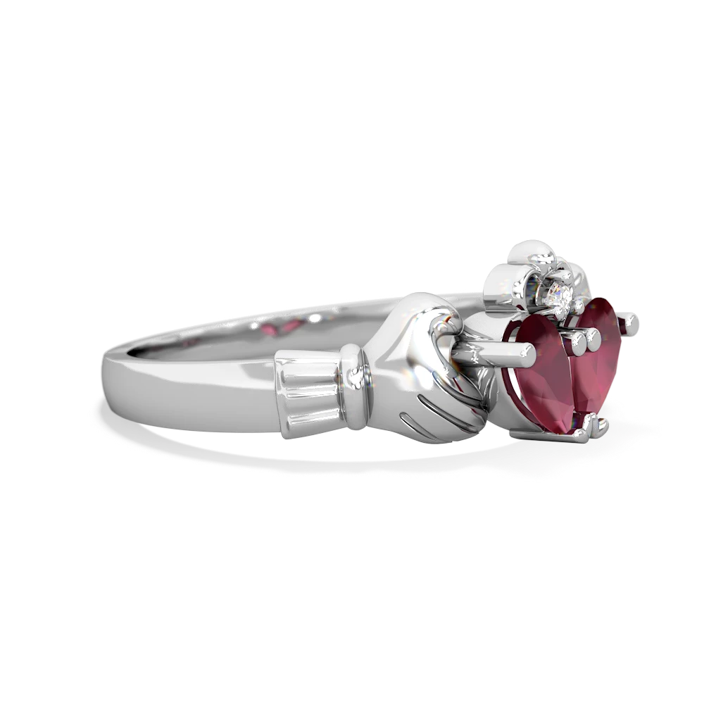 Ruby 'Our Heart' Claddagh 14K White Gold ring R2388