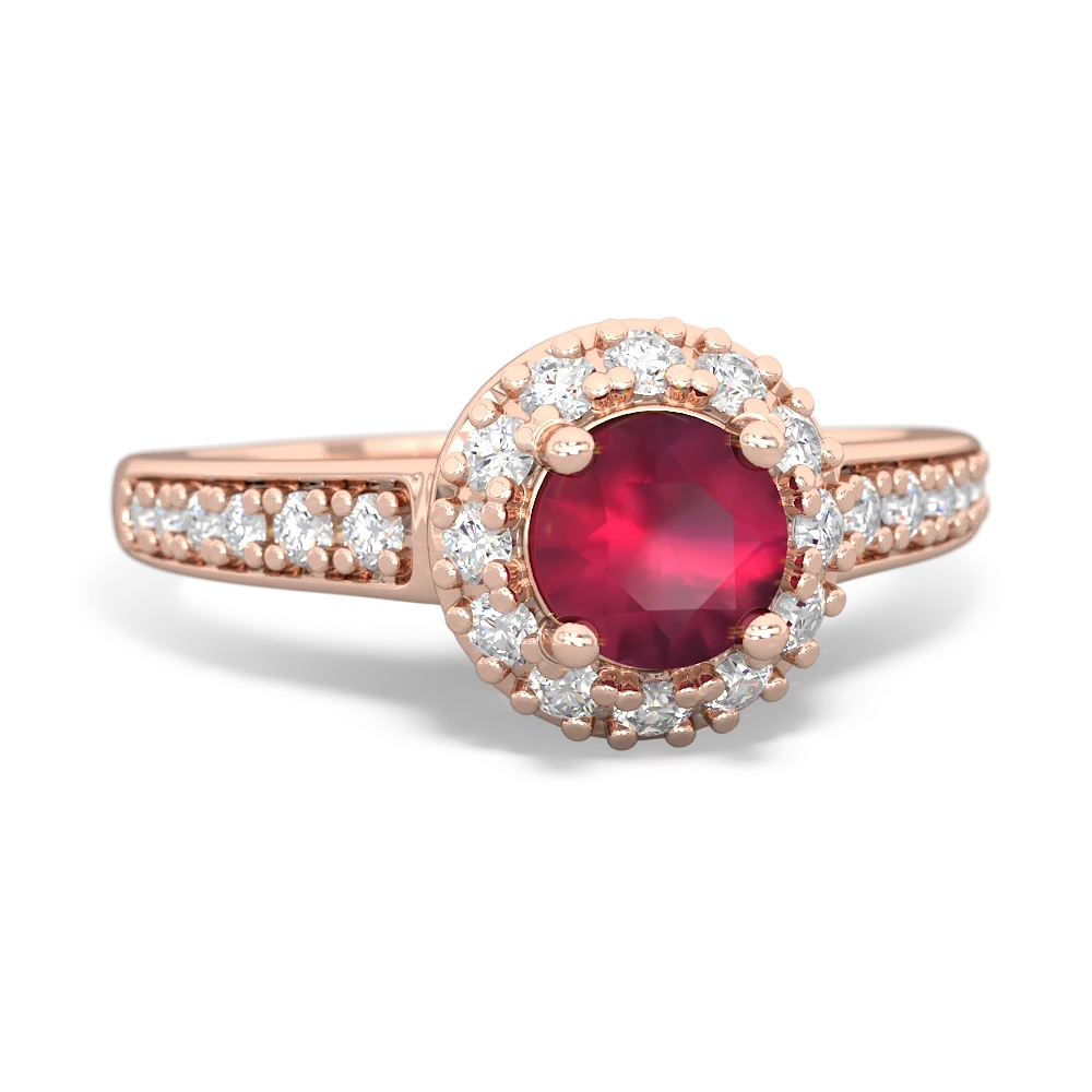 Ruby Diamond Halo 14K Rose Gold ring R5370