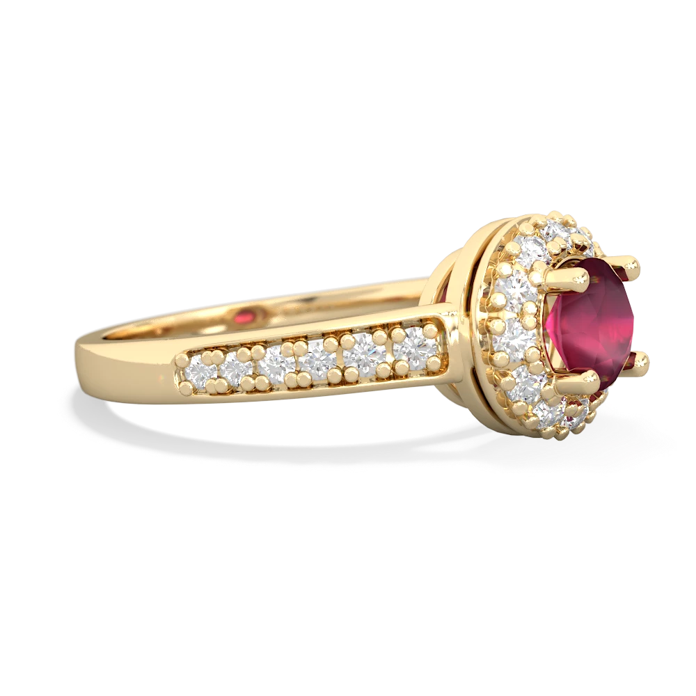 Ruby Diamond Halo 14K Yellow Gold ring R5370