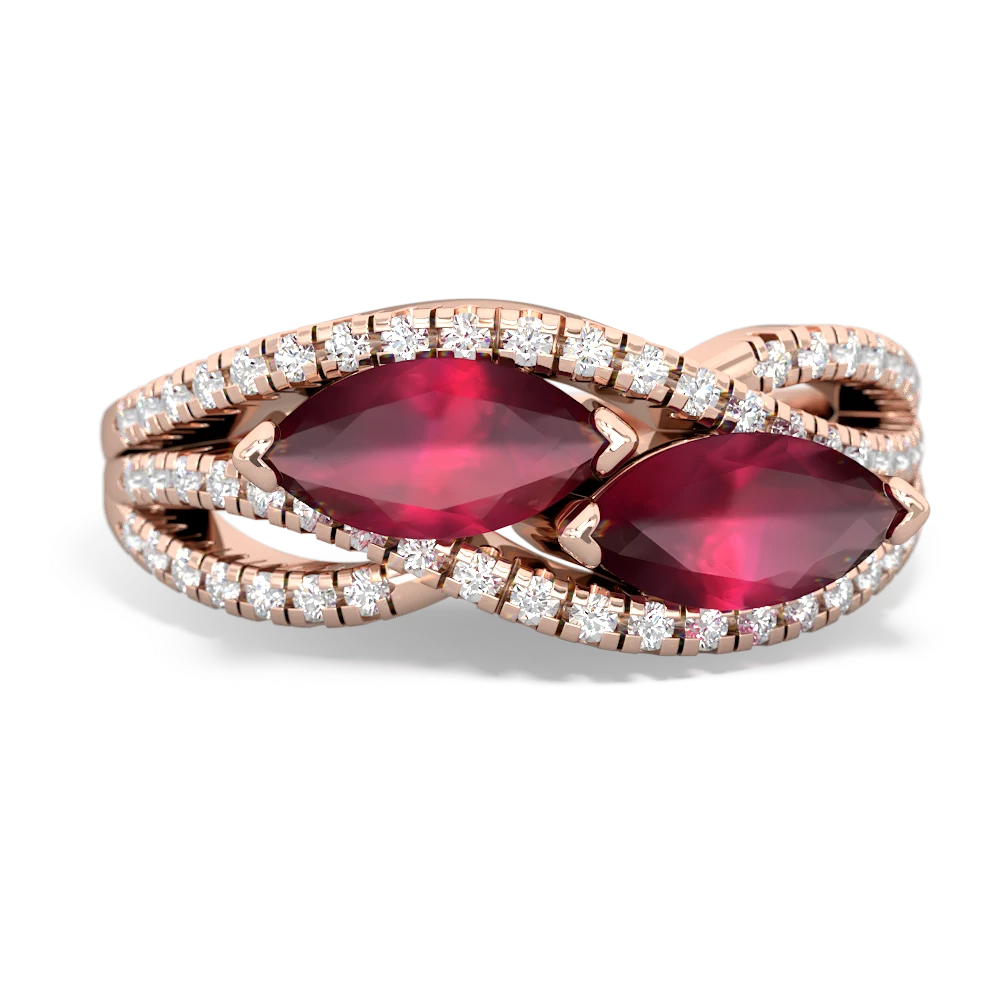 Ruby Diamond Rivers 14K Rose Gold ring R3070