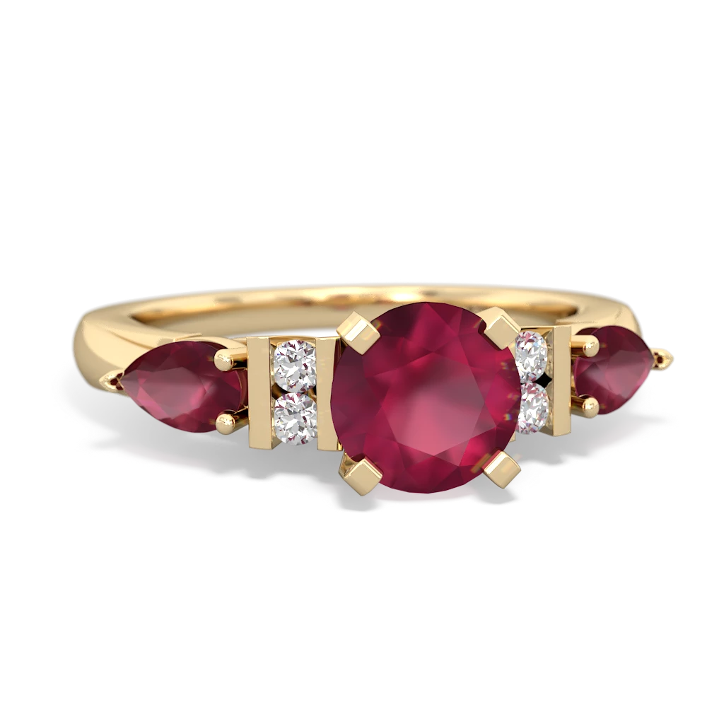 Ruby 6Mm Round Eternal Embrace Engagement 14K Yellow Gold ring R2005