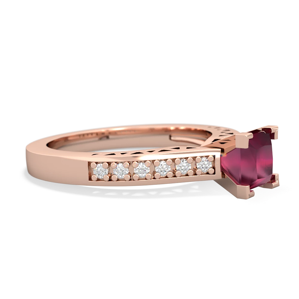 Ruby Art Deco Engagement 5Mm Square 14K Rose Gold ring R26355SQ