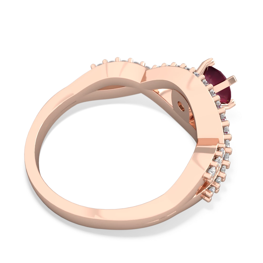 Ruby Diamond Twist 5Mm Round Engagment  14K Rose Gold ring R26405RD