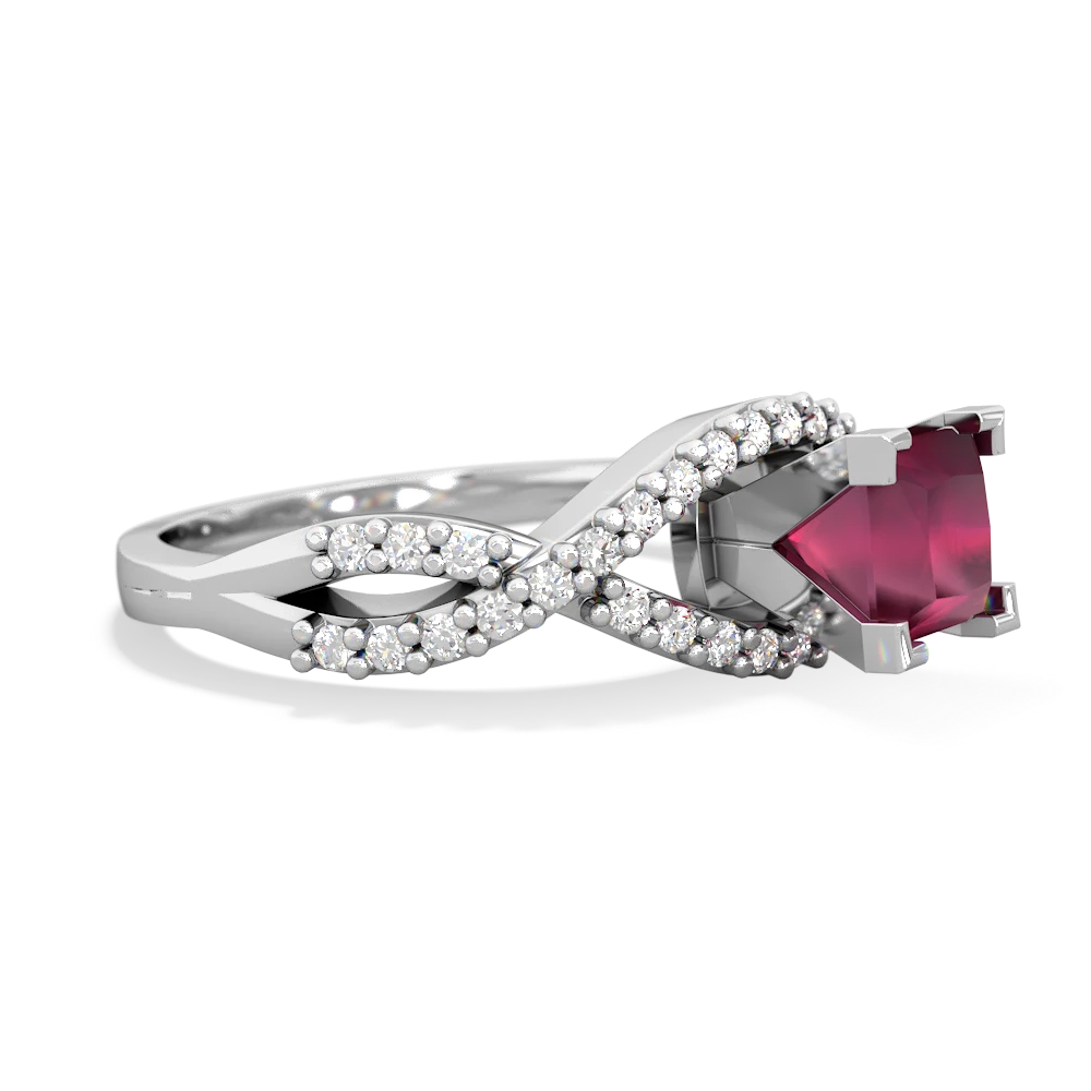 Ruby Diamond Twist 5Mm Square Engagment  14K White Gold ring R26405SQ