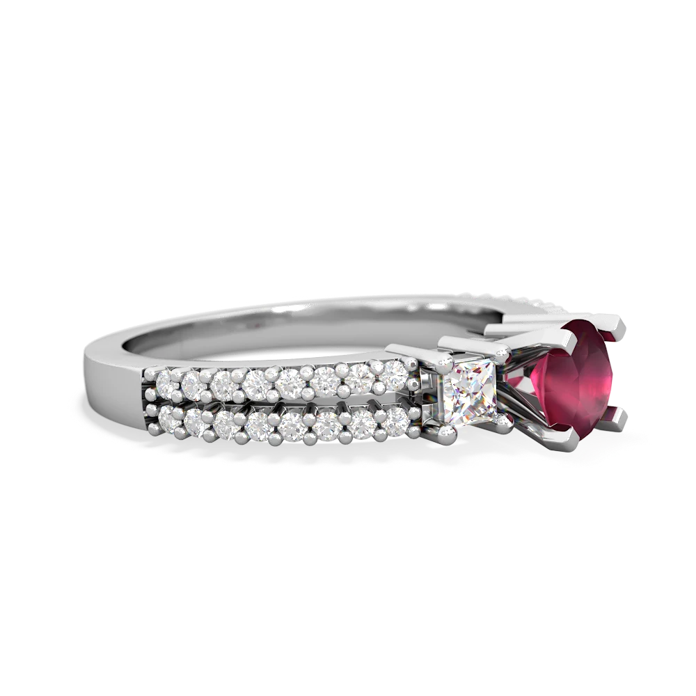 Ruby Classic 5Mm Round Engagement 14K White Gold ring R26435RD