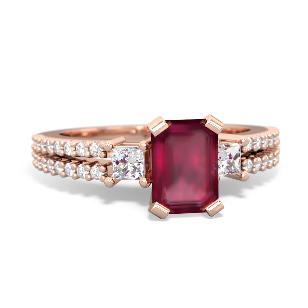 Ruby Classic 7X5mm Emerald-Cut Engagement 14K Rose Gold ring R26437EM