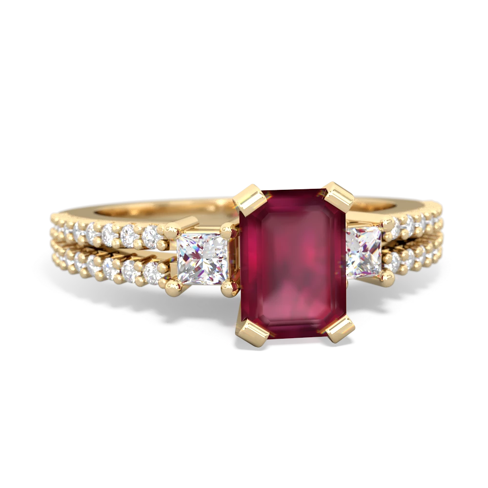 Ruby Classic 7X5mm Emerald-Cut Engagement 14K Yellow Gold ring R26437EM