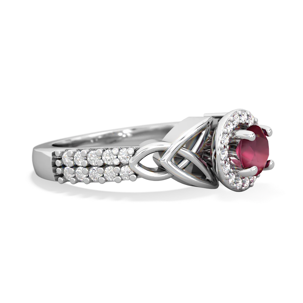 Ruby Celtic Knot Halo 14K White Gold ring R26445RH