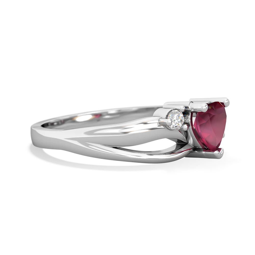 Ruby Split Band Swirl 14K White Gold ring R2130