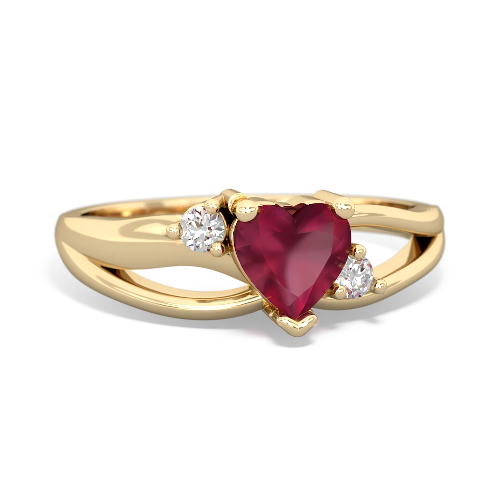 Ruby Split Band Swirl 14K Yellow Gold ring R2130