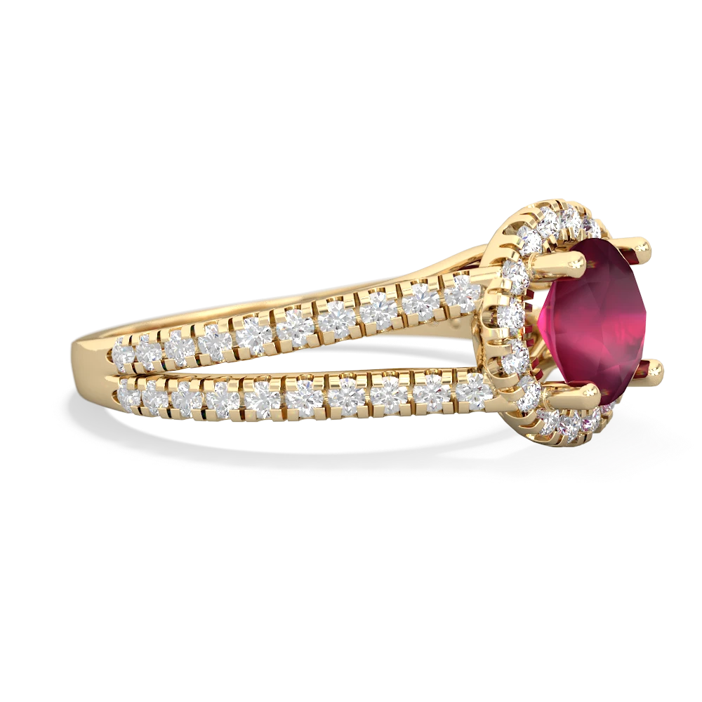 Ruby Pave Halo 14K Yellow Gold ring R5490