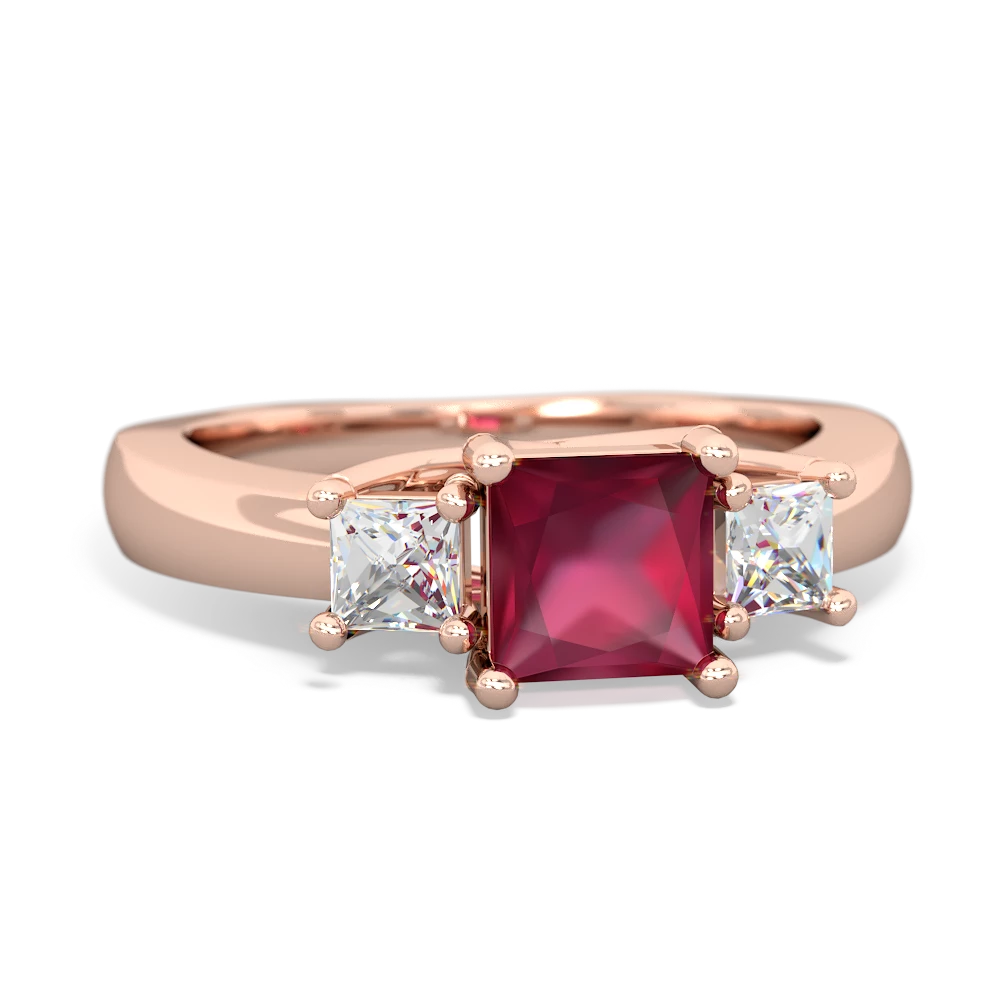 Ruby Three Stone Trellis 14K Rose Gold ring R4015