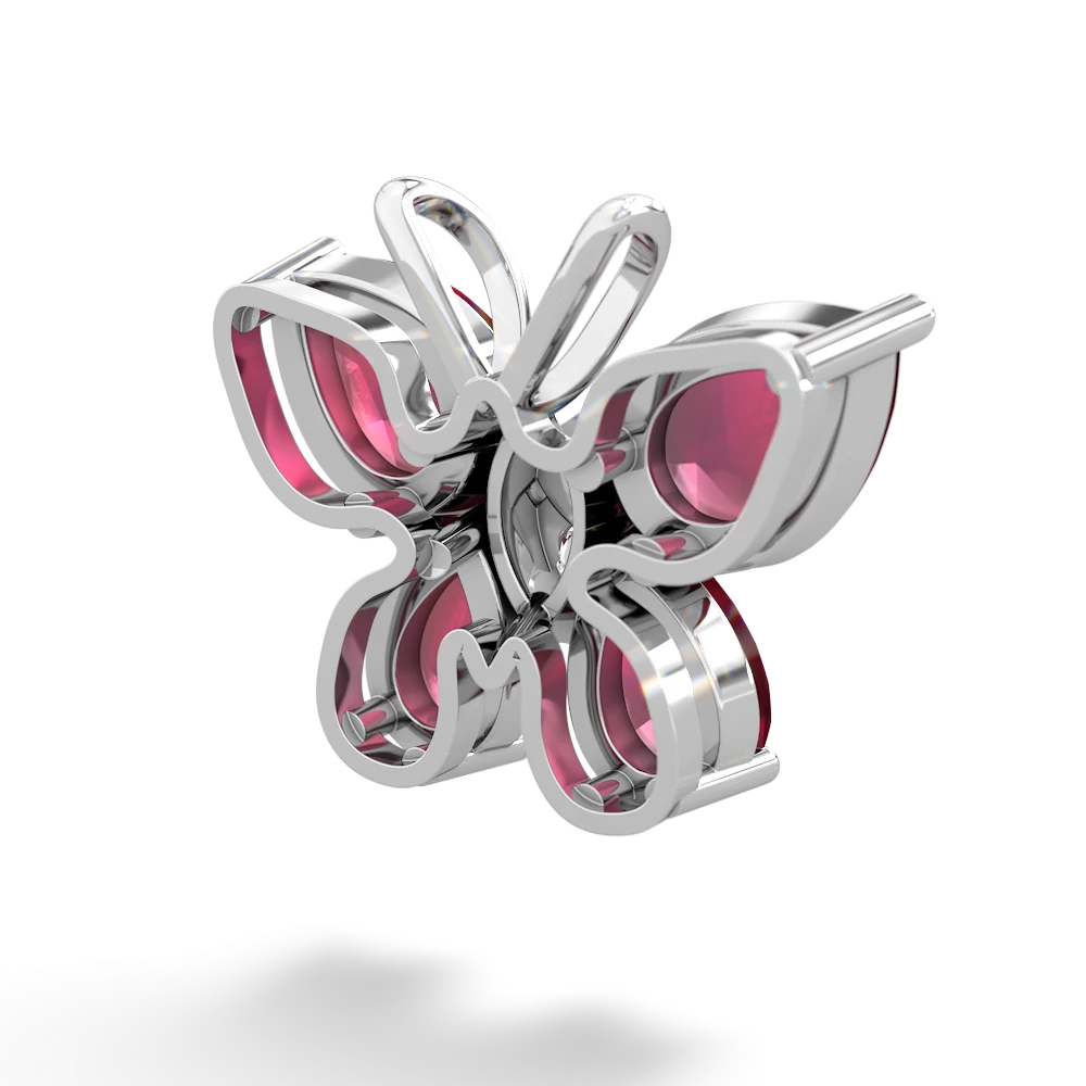 Ruby Butterfly 14K White Gold pendant P2215