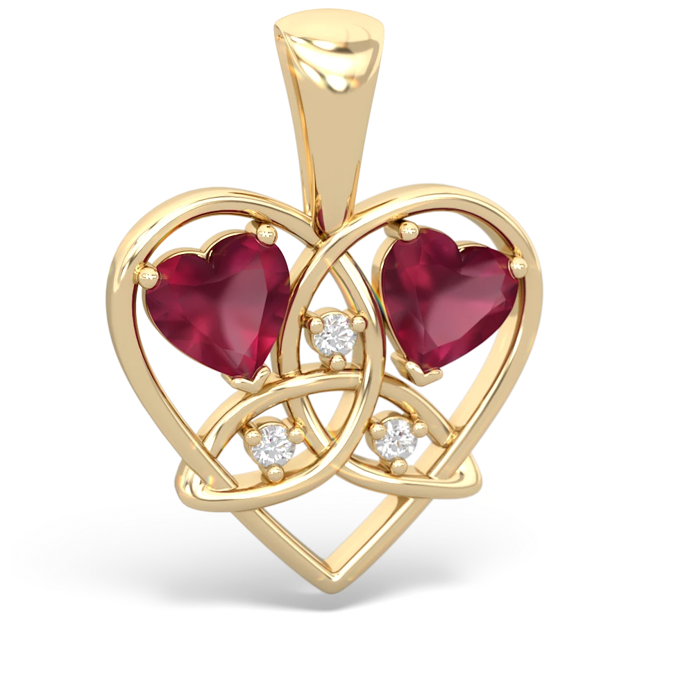 Ruby Celtic Trinity Heart 14K Yellow Gold pendant P5331