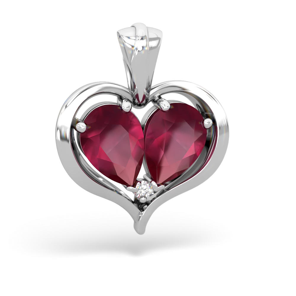 Ruby Two Become One 14K White Gold pendant P5330