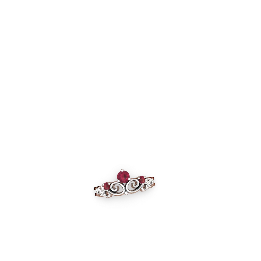 Lab Ruby Crown Keepsake 14K White Gold ring R5740