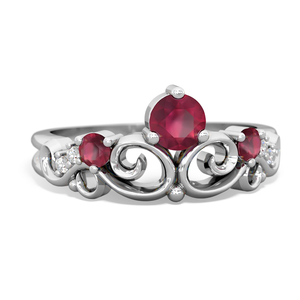 Lab Ruby Crown Keepsake 14K White Gold ring R5740