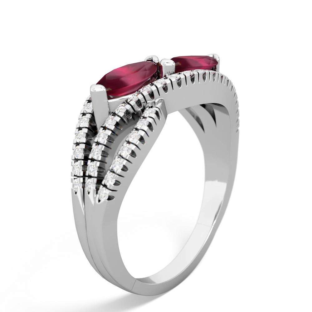 Ruby Diamond Rivers 14K White Gold ring R3070