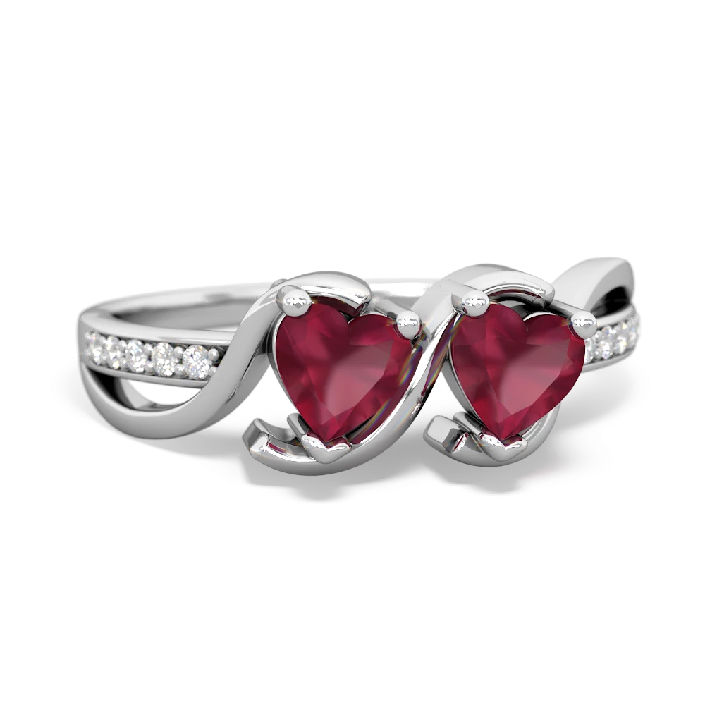 Ruby Side By Side 14K White Gold ring R3090