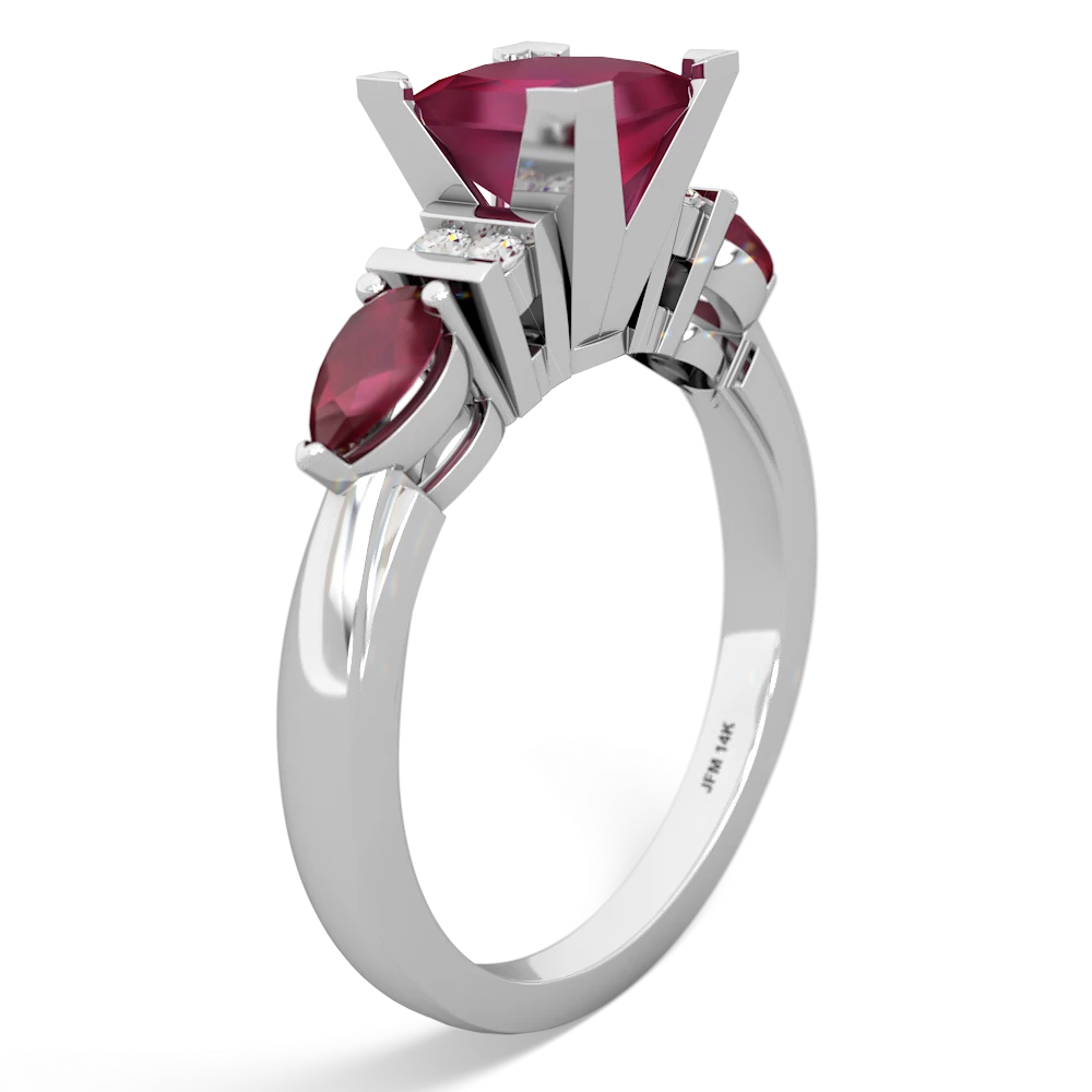 Garnet 6Mm Princess Eternal Embrace Engagement 14K White Gold ring C2002