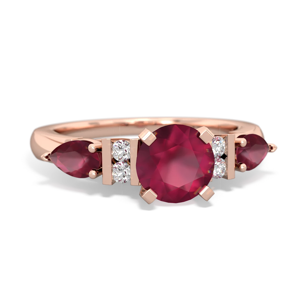 Ruby 6Mm Round Eternal Embrace Engagement 14K Rose Gold ring R2005