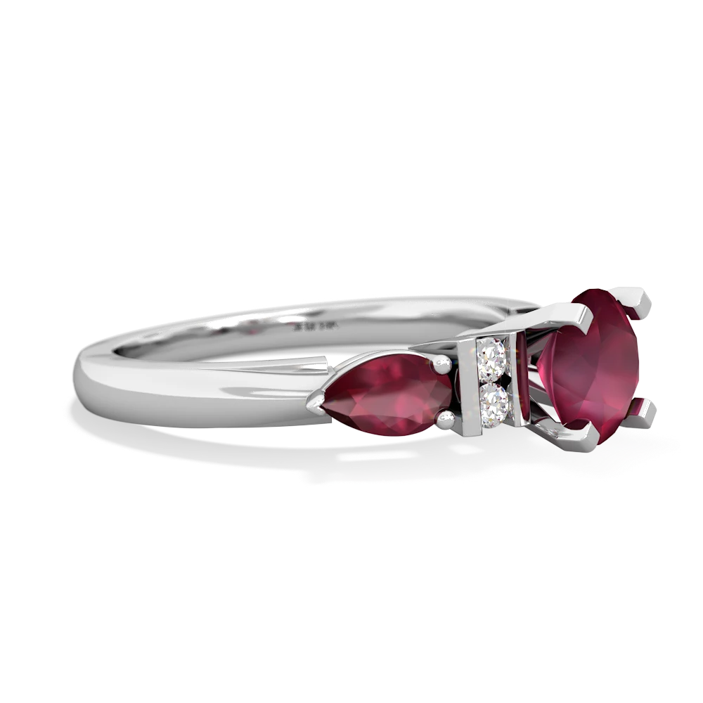 Ruby 6Mm Round Eternal Embrace Engagement 14K White Gold ring R2005