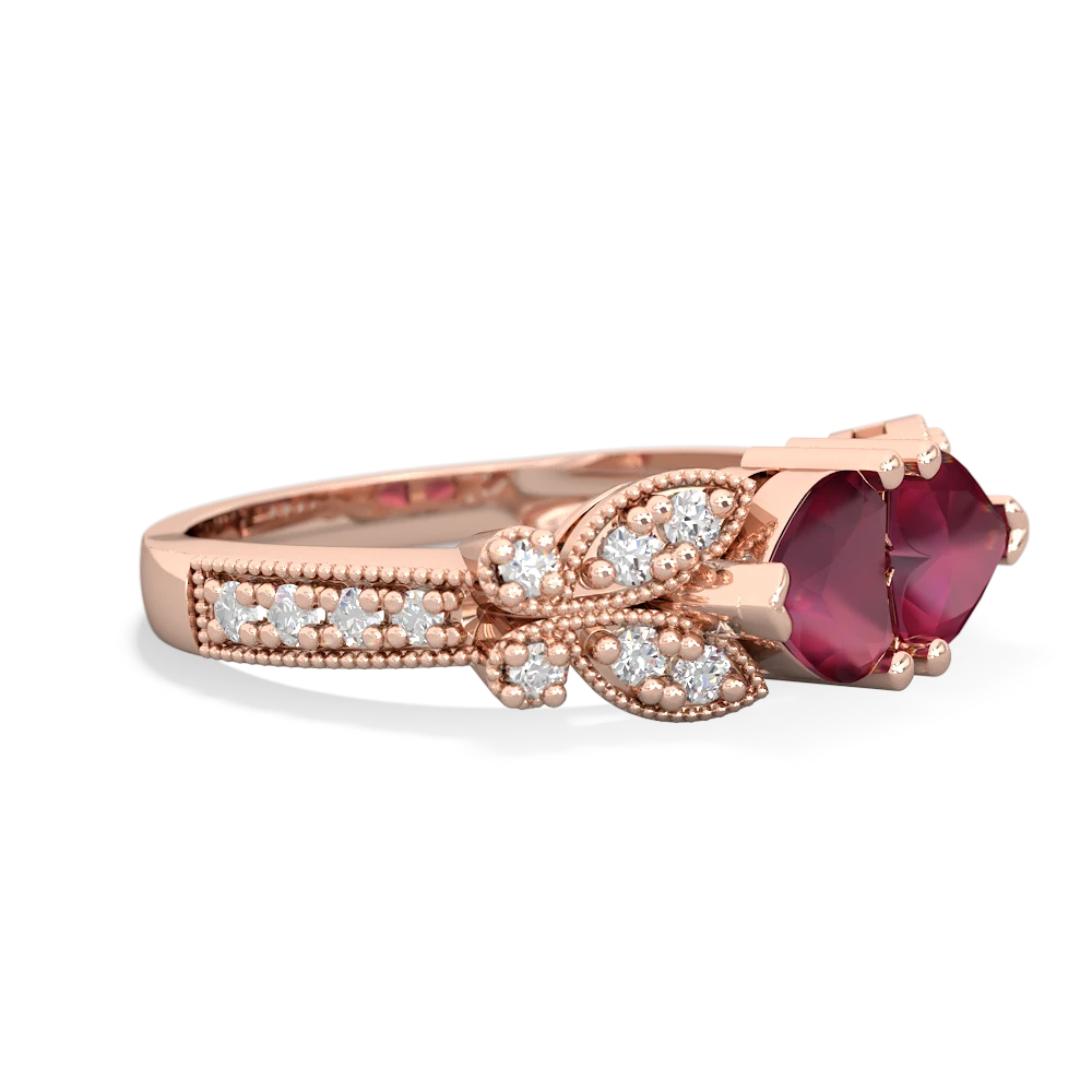 Ruby Diamond Butterflies 14K Rose Gold ring R5601