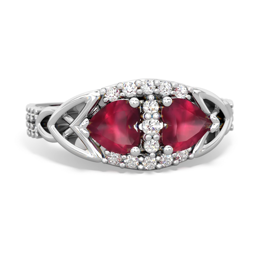 Ruby Sparkling Celtic Knot 14K White Gold ring R2645