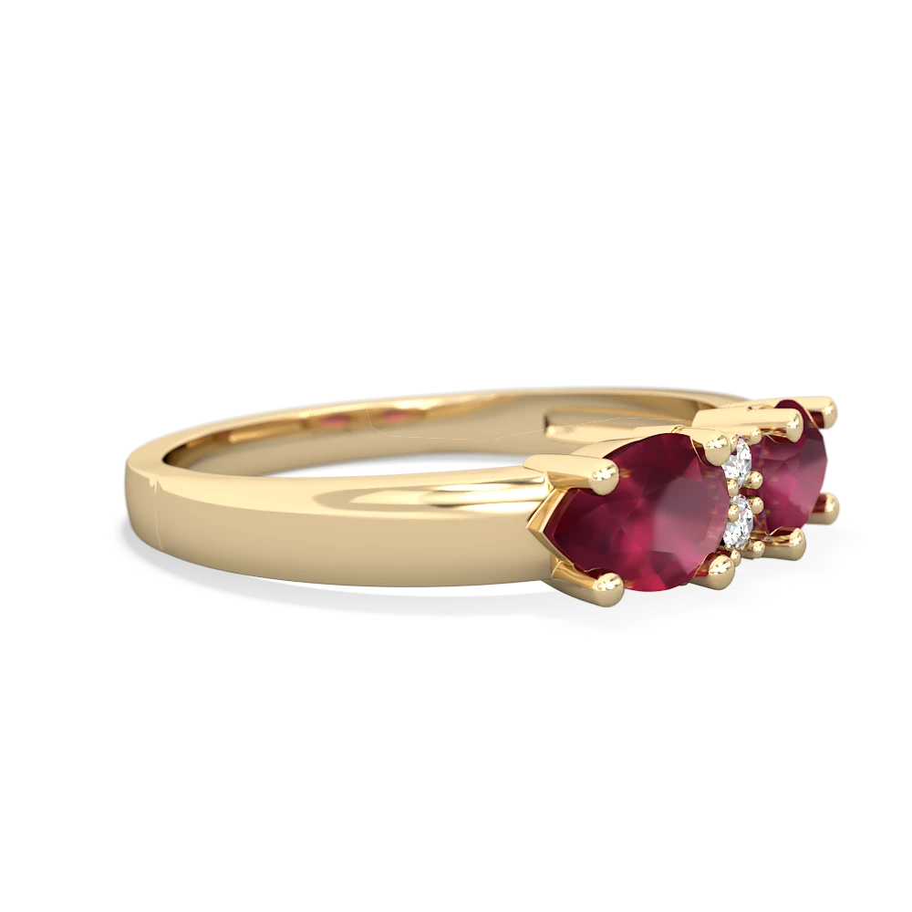 Ruby Pear Bowtie 14K Yellow Gold ring R0865