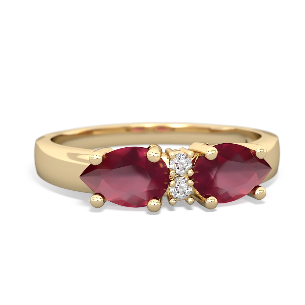 Ruby Pear Bowtie 14K Yellow Gold ring R0865