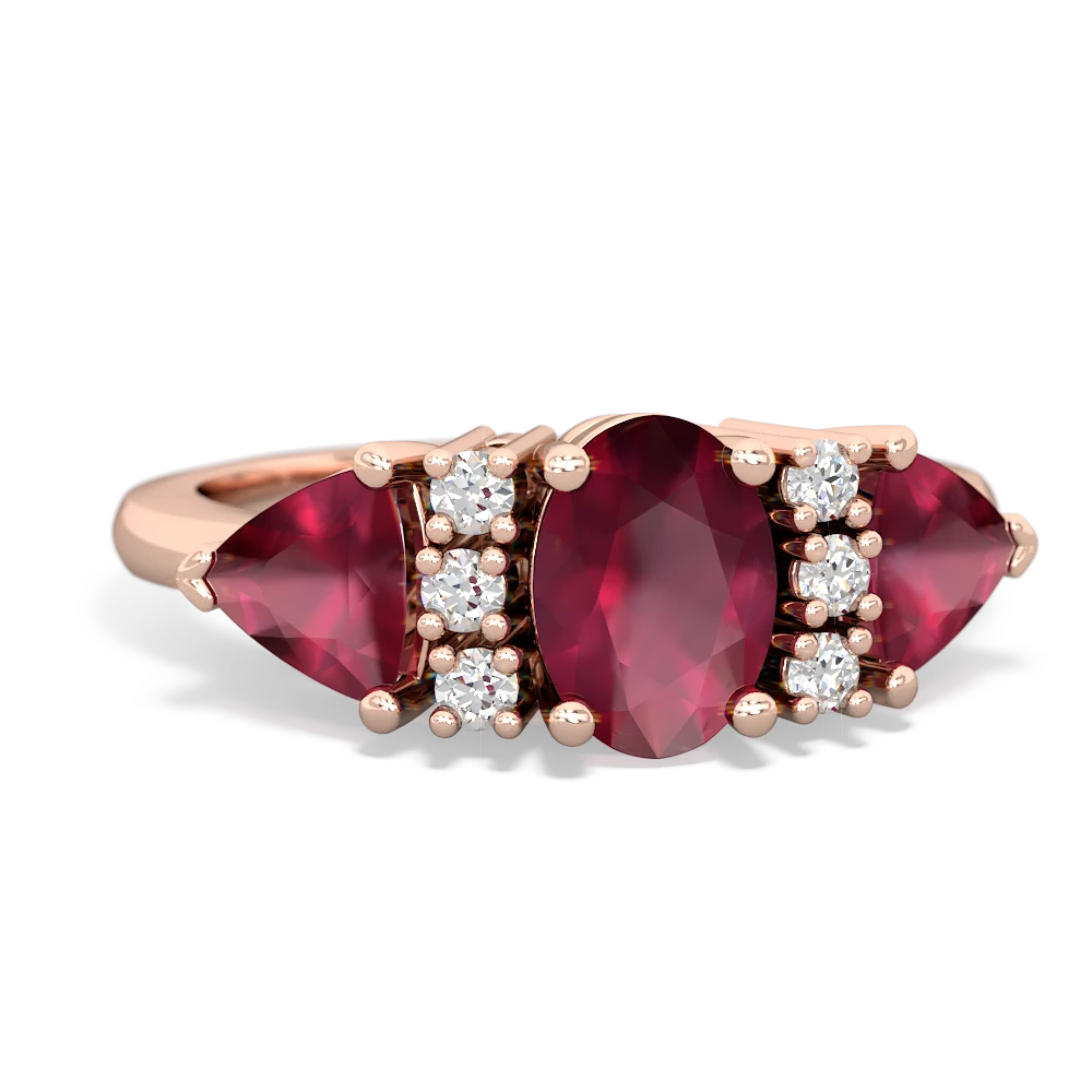 Pink Tourmaline Antique Style Three Stone 14K Rose Gold ring R2186