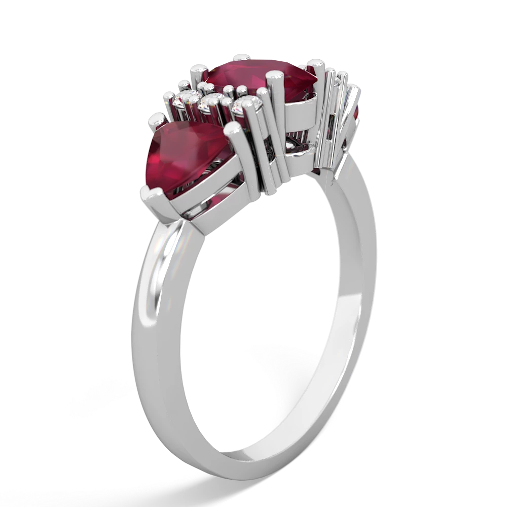 Pink Tourmaline Antique Style Three Stone 14K White Gold ring R2186